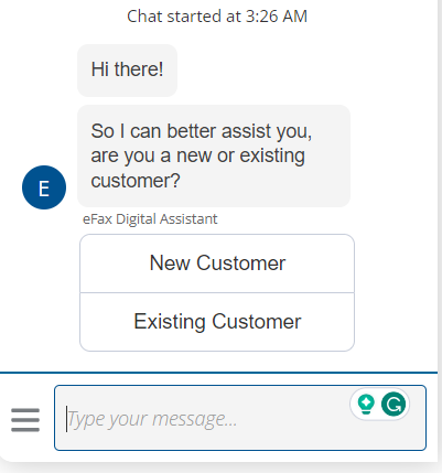 eFax Live Chat