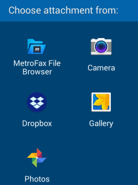 Attachment Sources in MetroFax App