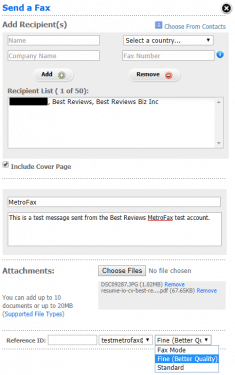 Sending Fax From MetroFax's Online Manager