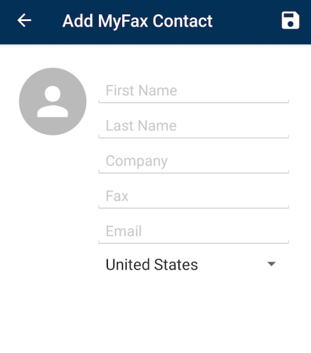 MyFax Mobile Add Contact
